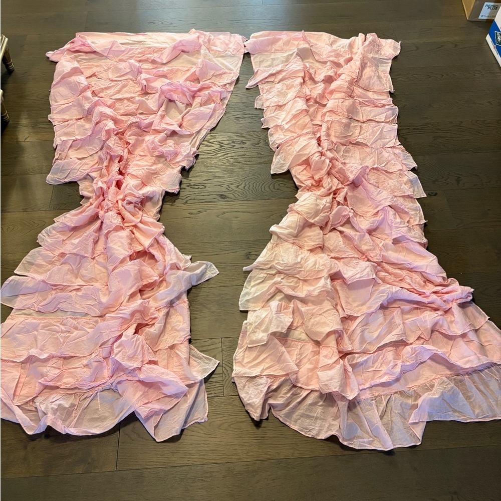Pottery barn kids pink ruffled curtains EUC ret $499 plus tax